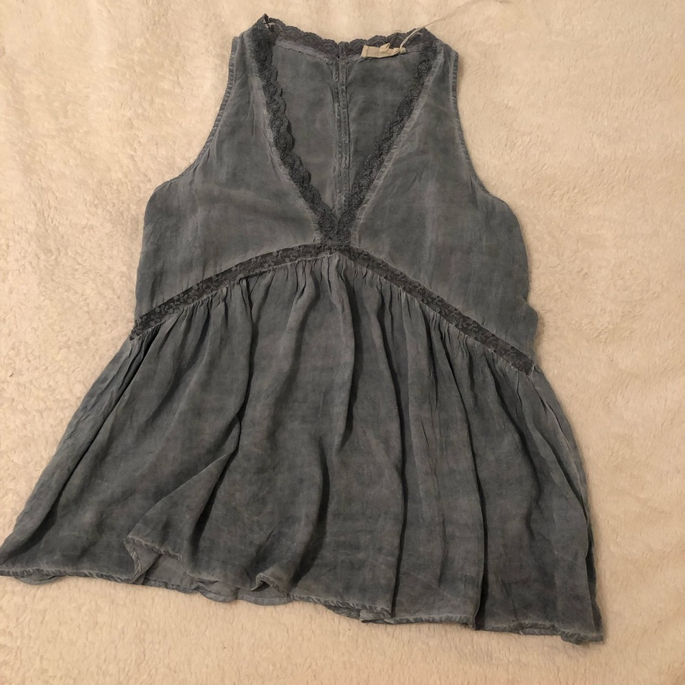 Blue Flowy Tank Top